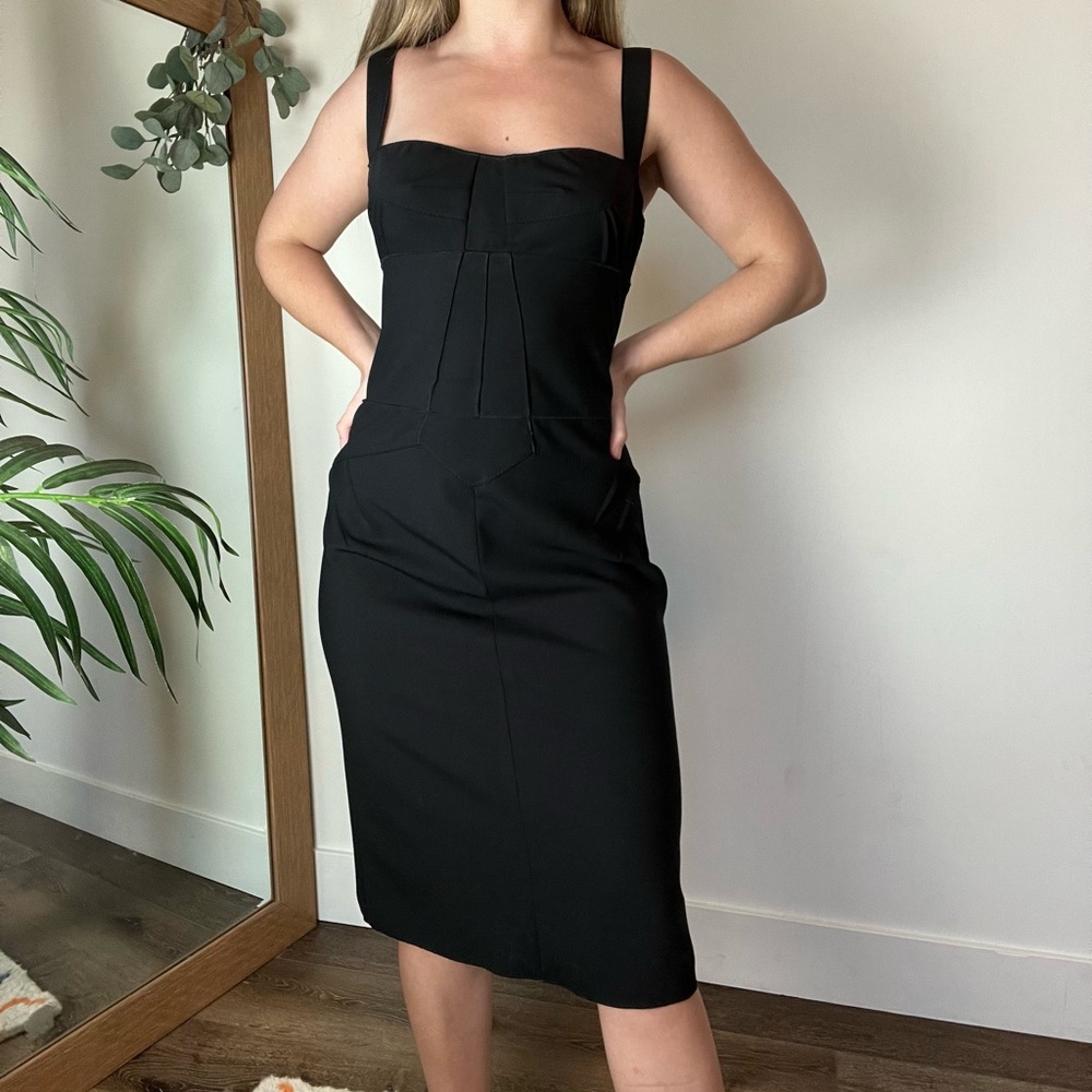 Dolce & Gabanna Black Bustier Corset Midi Dress